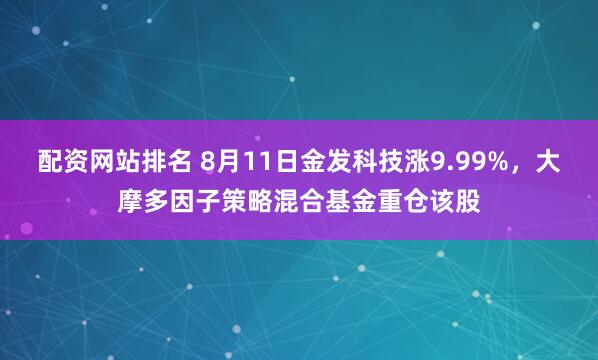 配资网站排名 8月11日金发科技涨9.99%，大摩多因子策略混合基金重仓该股