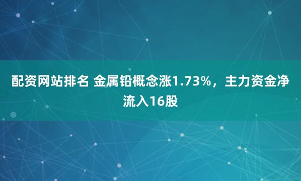 配资网站排名 金属铅概念涨1.73%，主力资金净流入16股